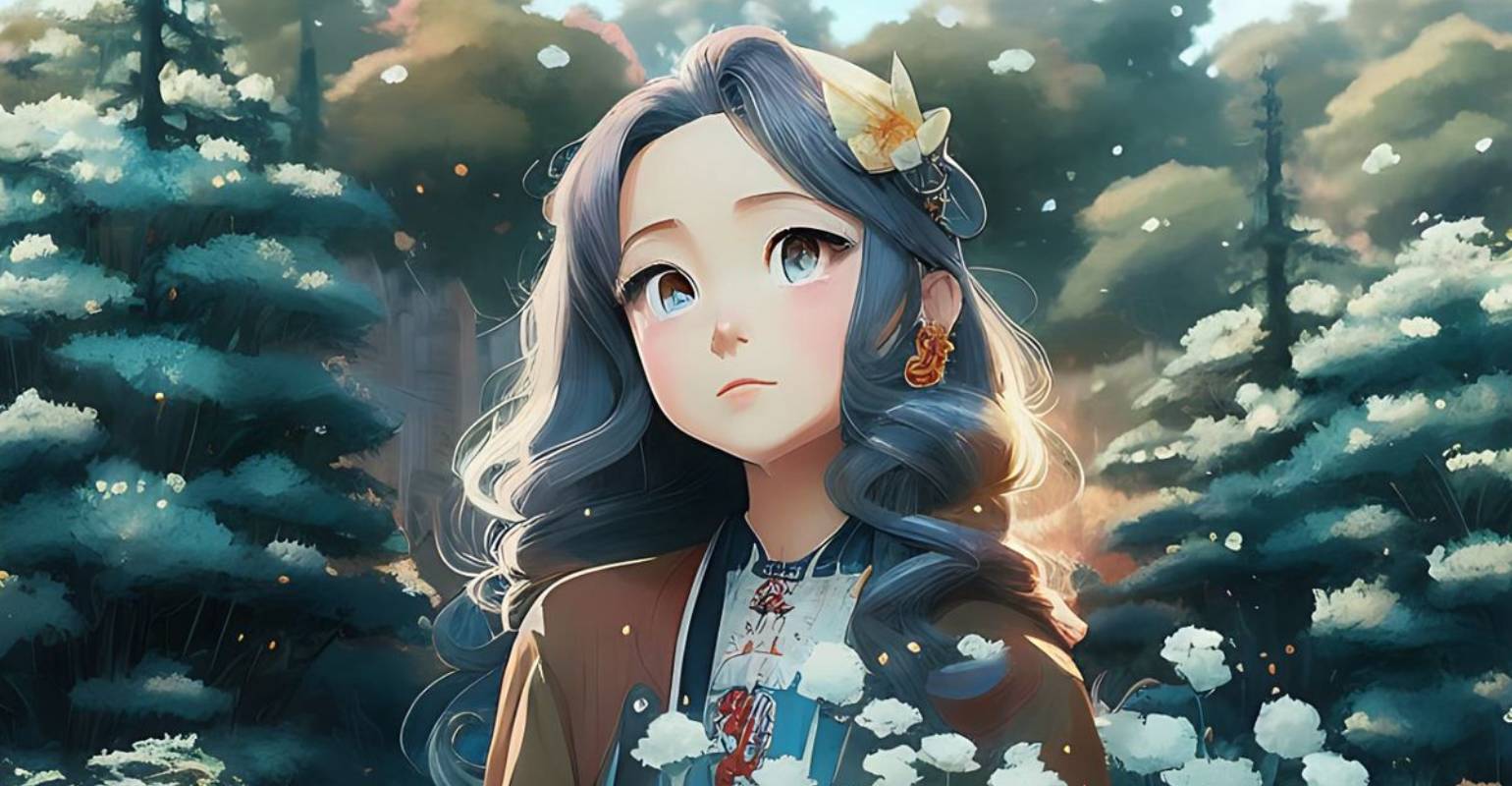 Gambar gadis anime yang ditingkatkan dan disempurnakan