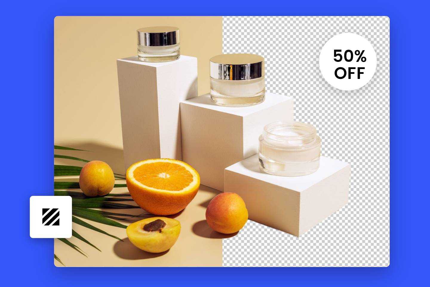 Remove cosmetics background into transparent with fotor background remover with promotion icon