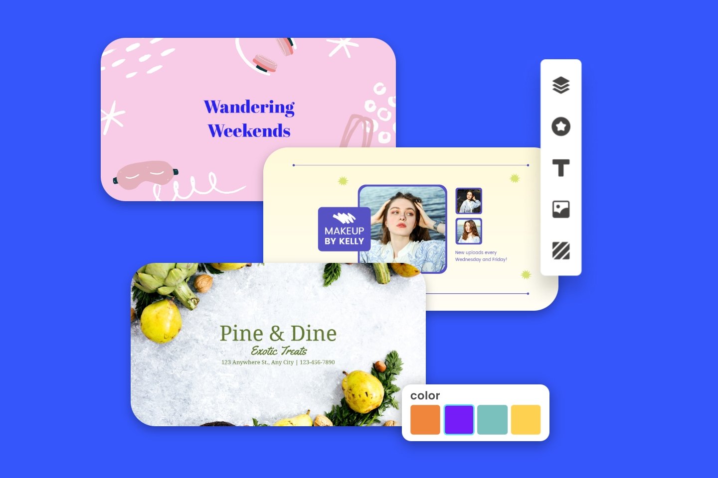 Youtube-Banner-Maker-Featureseiten-Banner mit drei bearbeitbaren Fotor-Youtube-Bannervorlagen