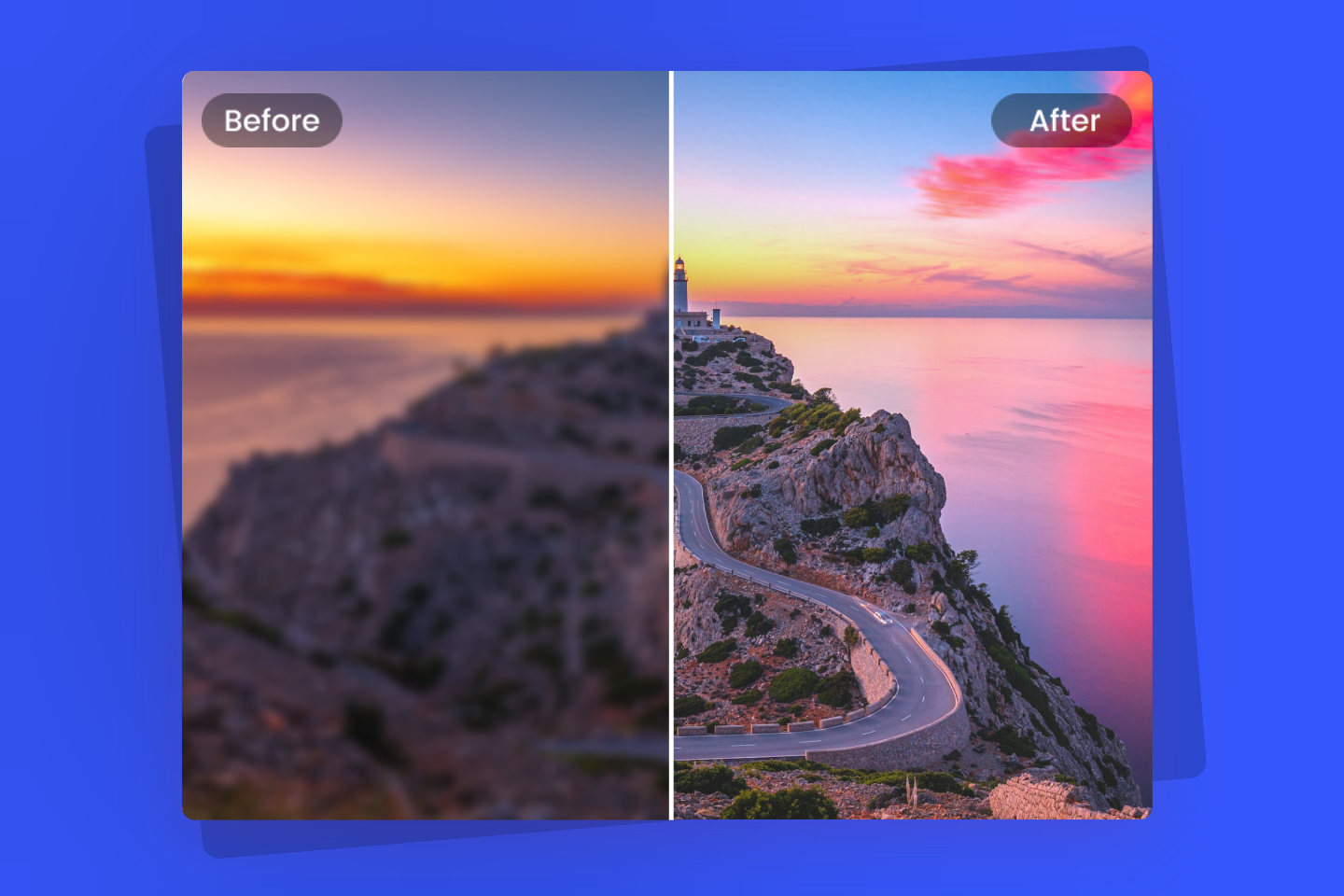 Convertir une photo de montagne floue en une photo de haute qualité