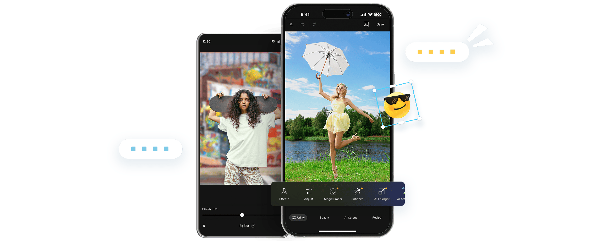 Zwei weibliche Bilder in der fotor mobile app bearbeiten