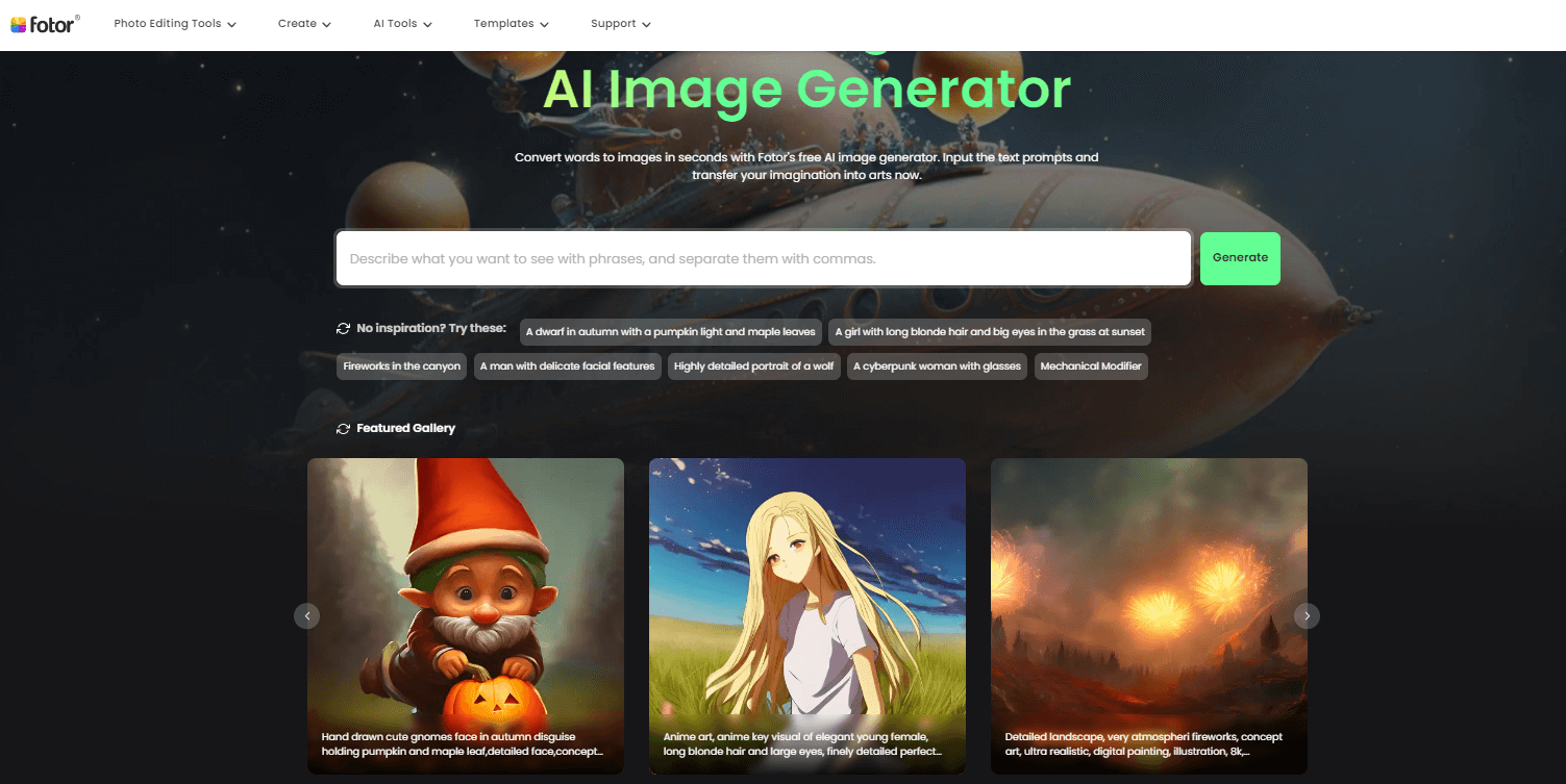Fotor's AI image generator